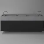 Умывальник подвесной на 2 чаши Luxestone 194x45x20 см из керамогранита, со щелевыми ливнями, со съемными ревизиями (Stonesink_model_7_1) - Фото 1